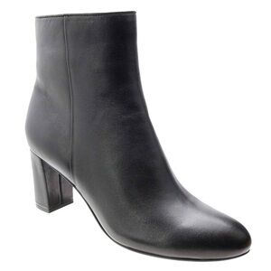 David Tate Alison Black Leather Almond Toe Heeled Booties